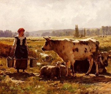 Ganado Vaca Toro Painting - La vida en la granja de La Laitiere Realismo Julien Dupre